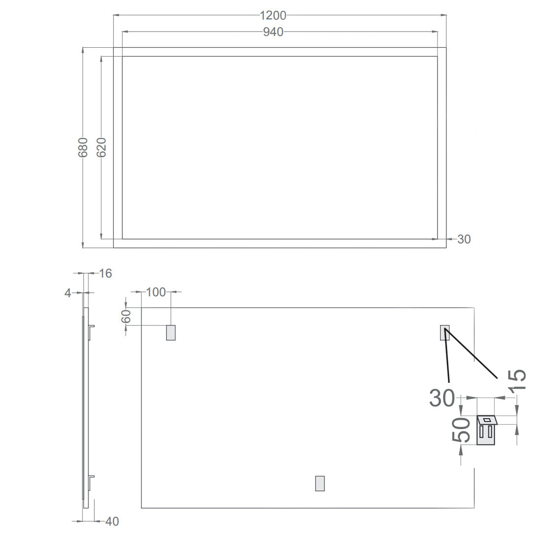 Badrumsspegel 120x68 cm Tenfors Allmoge Vit Matt