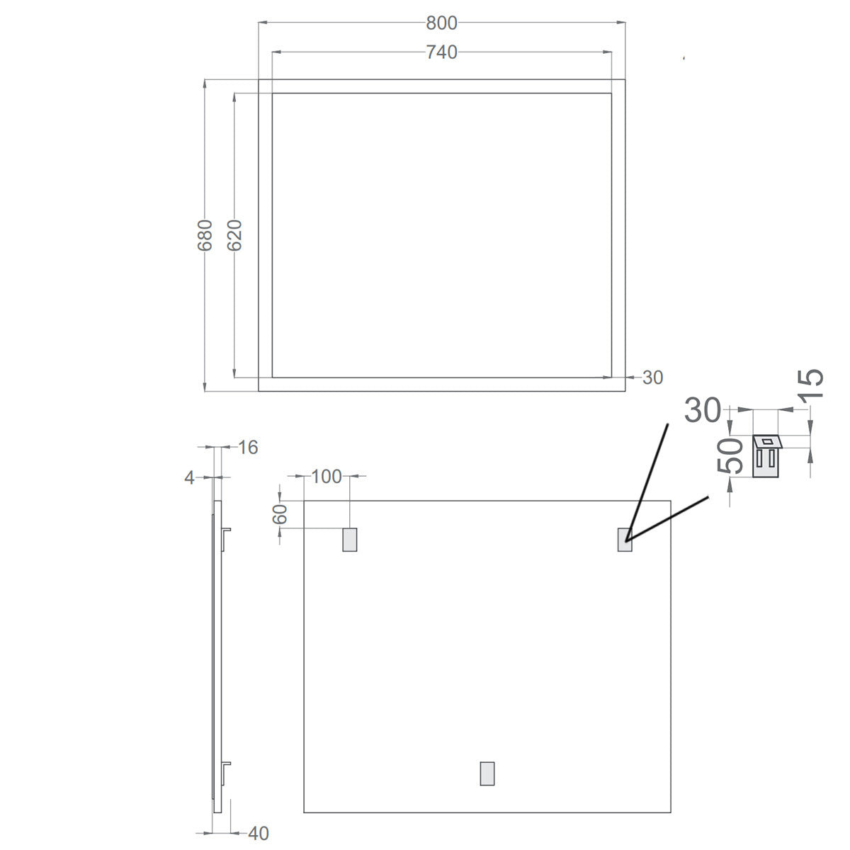 Badrumsspegel 80x68 cm Tenfors Allmoge Vit Matt
