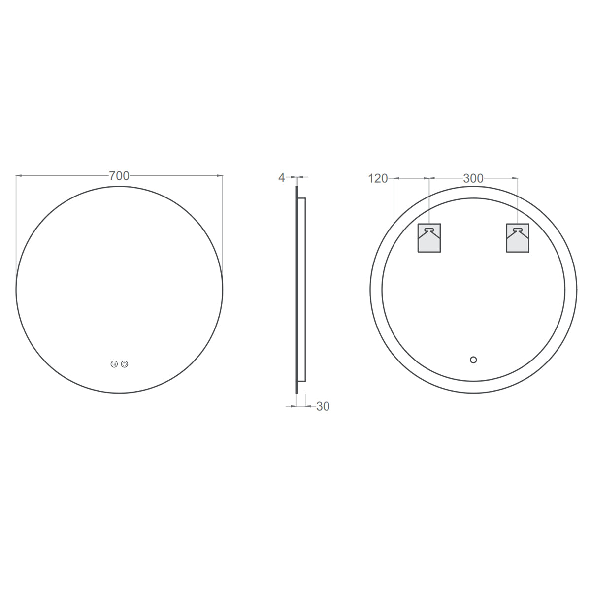 Badrumsspegel Rund Imfri LED 70 cm Tenfors Verona
